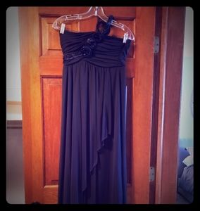 Long black glowing prom/dance dress